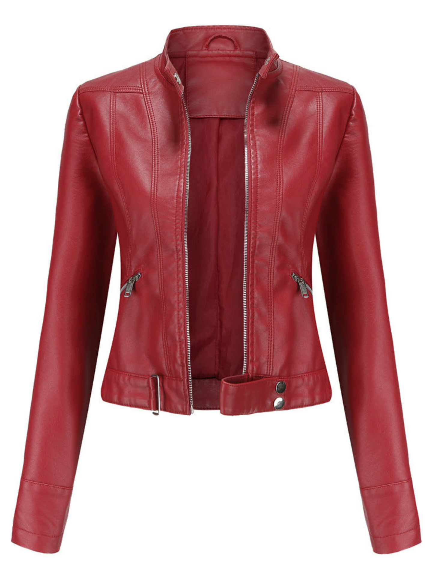 Damen Lederjacke Taillierter Schnitt