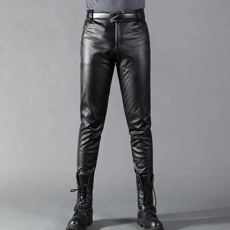 Herren Lederhosen Kunstleder Slim Fit Stretch - Norvielle