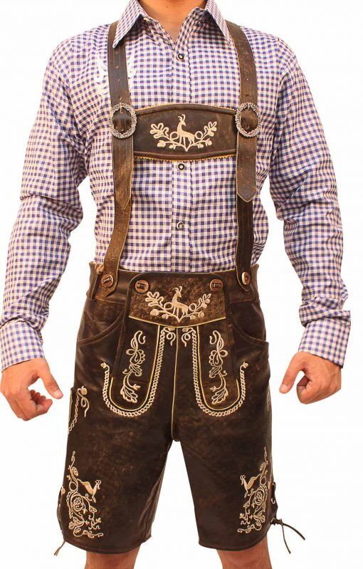 Herren Lederhosen Braun Festival Outfit - Norvielle