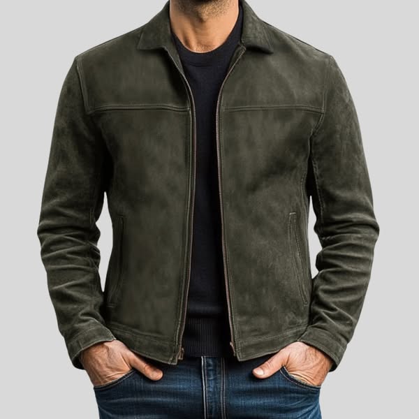 Herren Lederjacke Klassisch Schwarz Braun Reißverschluss - Norvielle