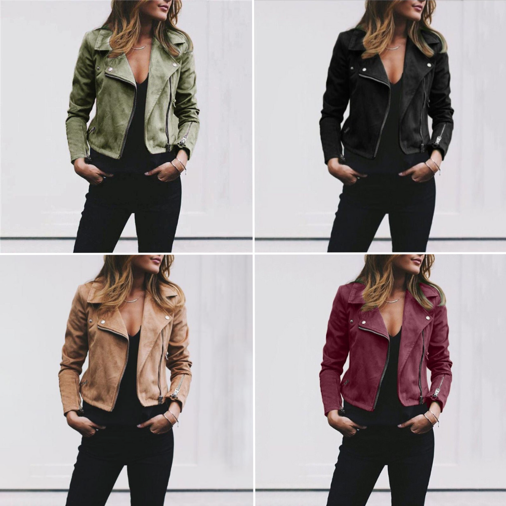 Norvielle Damen Bikerjacke Wildleder Braun - Norvielle