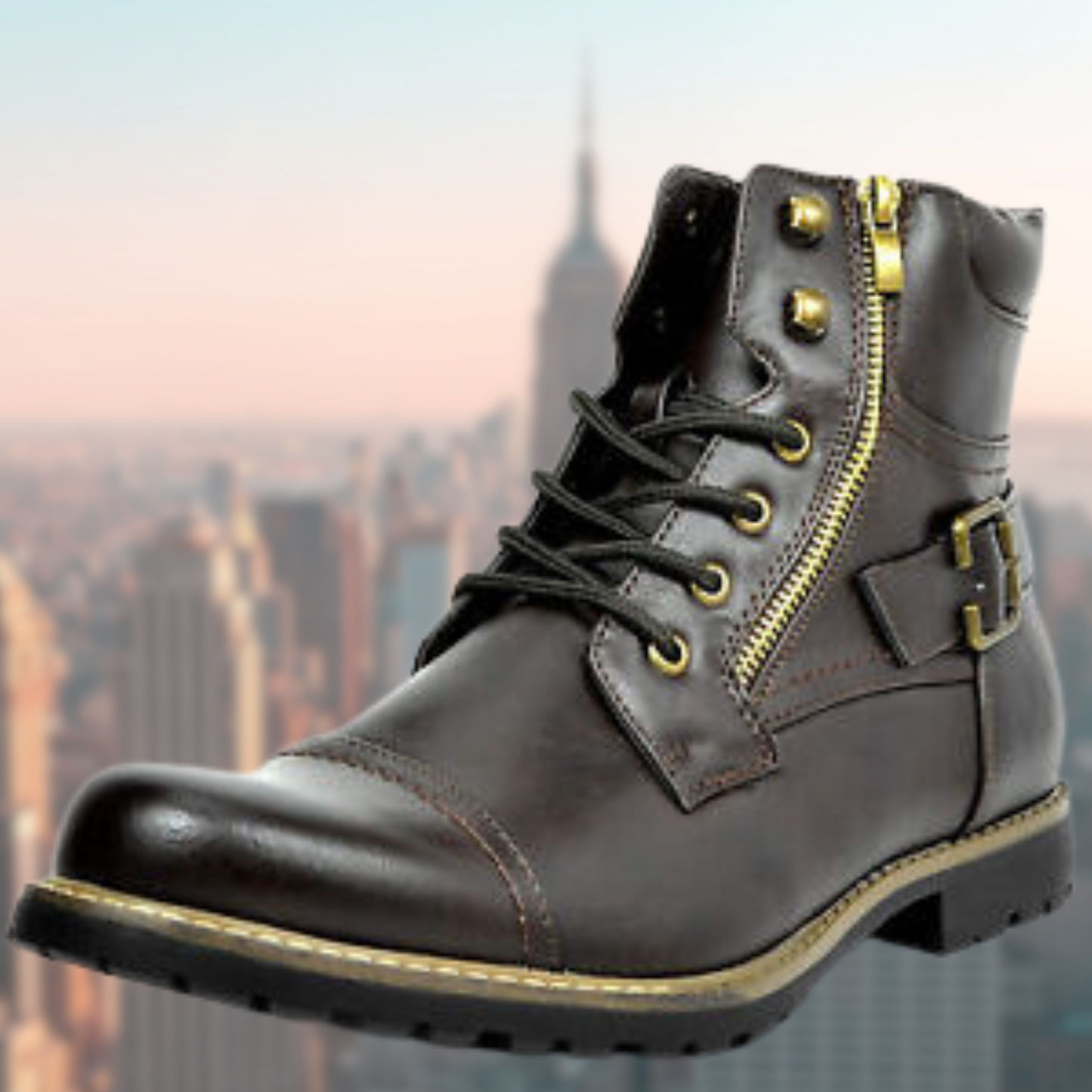 Herren Lederstiefel Rutschfest Schnürstiefel Schwarz - Norvielle