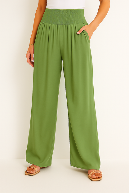Norvielle Damen Sommerhose Elastischer High-Waist-Bund