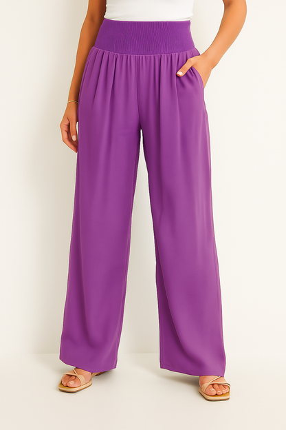 Norvielle Damen Sommerhose Elastischer High-Waist-Bund