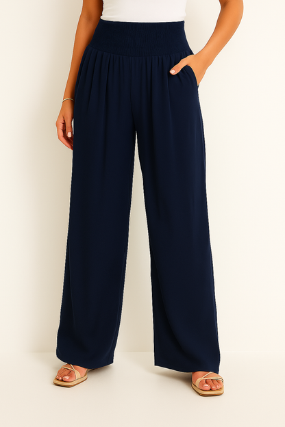 Norvielle Damen Sommerhose Elastischer High-Waist-Bund