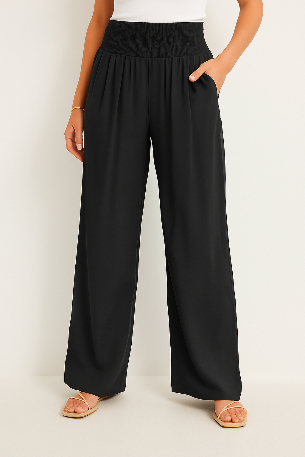 Norvielle Damen Sommerhose Elastischer High-Waist-Bund