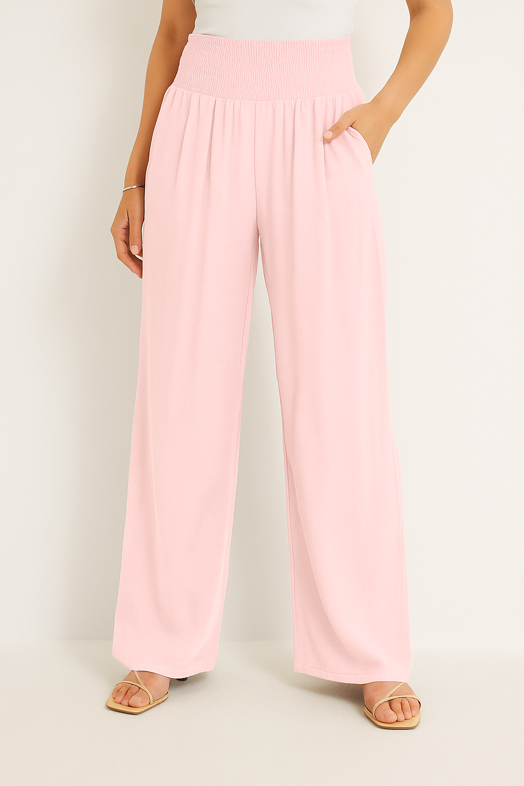 Norvielle Damen Sommerhose Elastischer High-Waist-Bund