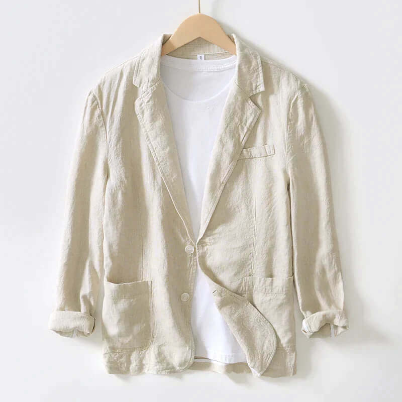 Herren Leinenblazer Leicht Lässig Beige - Norvielle