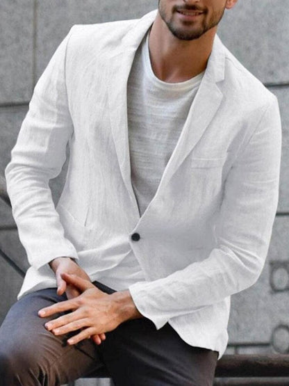 Herren Leinenblazer Leicht Einreihig Beige - Norvielle
