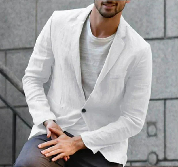 Herren Leinenblazer Leichtgewicht Einreihig Beige - Norvielle