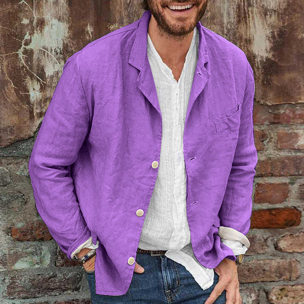 Leinenhemd - Sommer - Leichtgewicht - Leinenblazer - Herrenbekleidung-Lila-S-Chaps Herrenmode