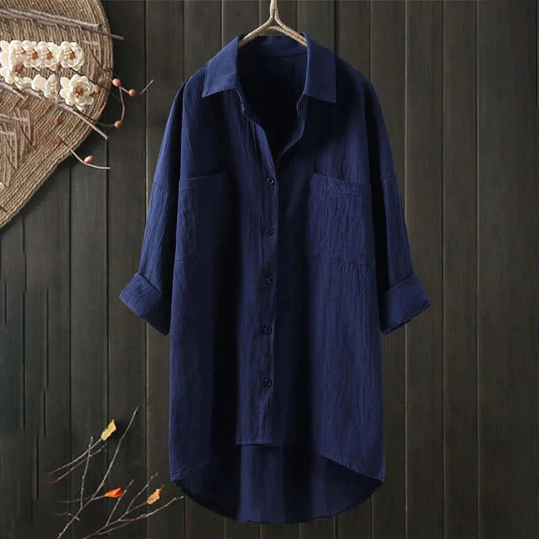 Damen Langarmshirt Baumwolle Weiß