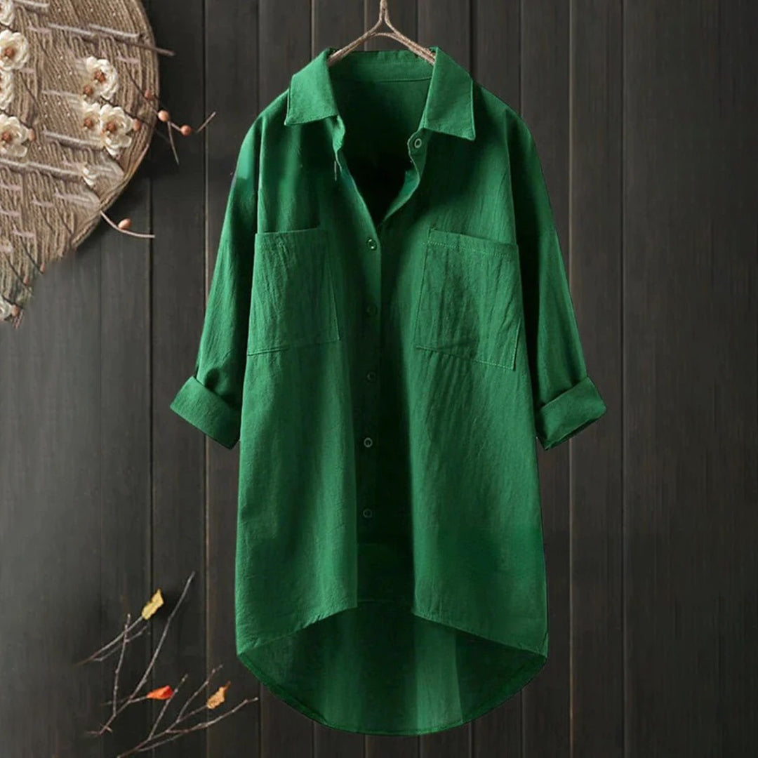 Damen Langarmshirt Baumwolle Weiß