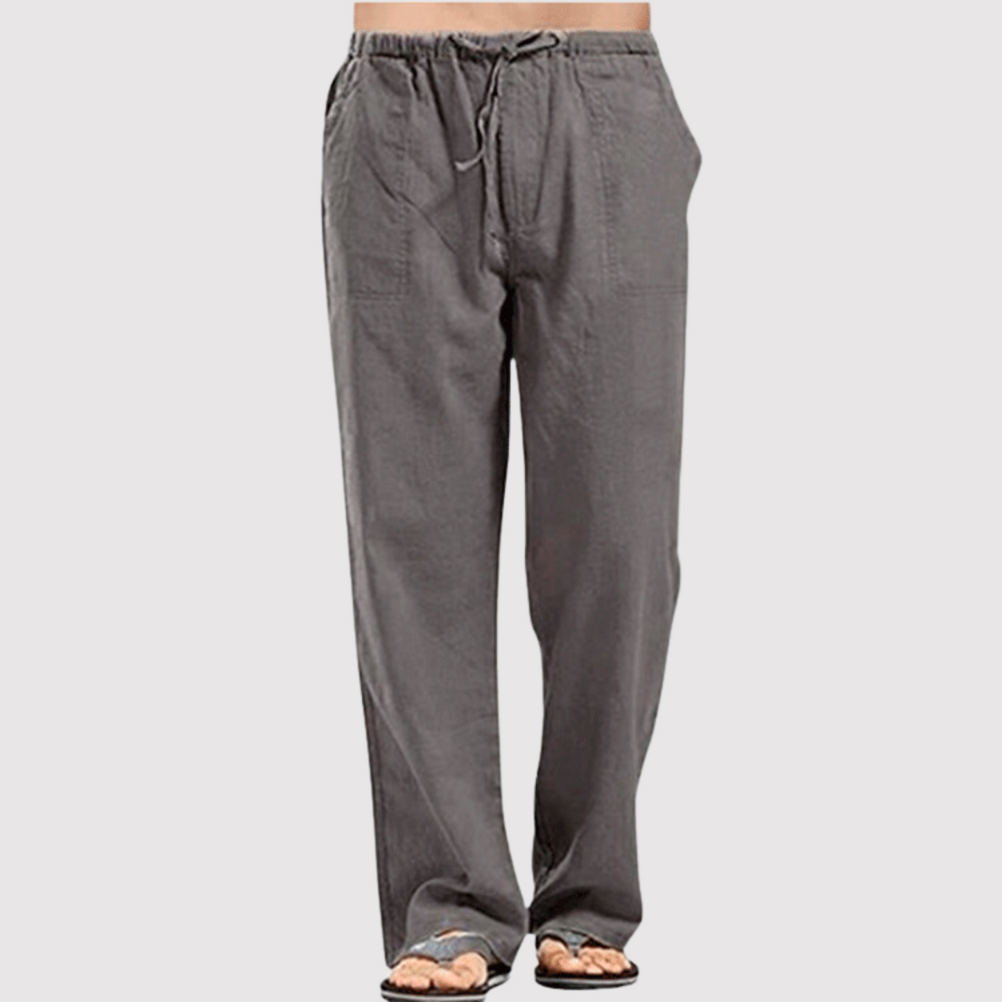 Männer Leinenhose Baumwolle Drawstring Beige - Norvielle