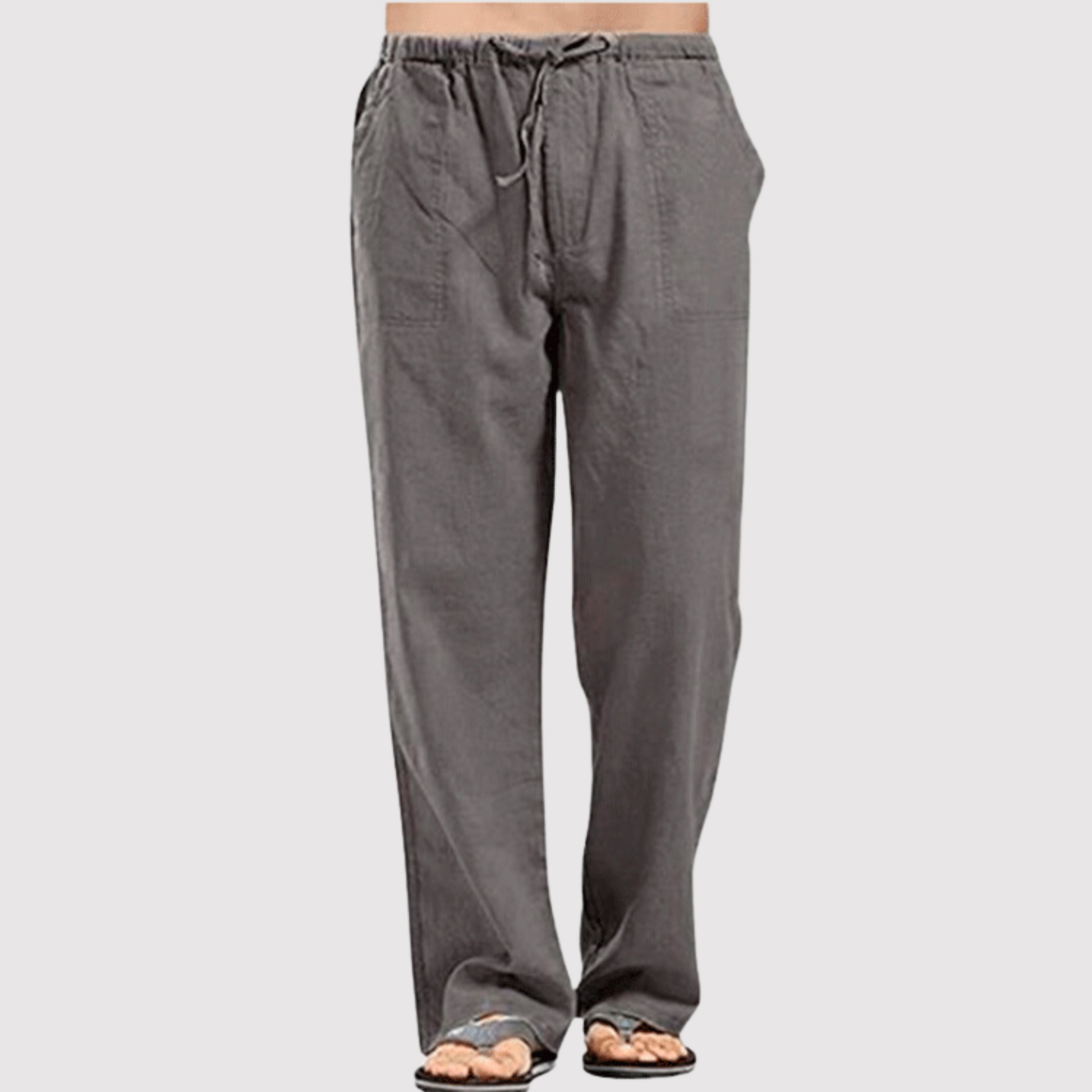 Männer Leinenhose Baumwolle Drawstring Beige - Norvielle