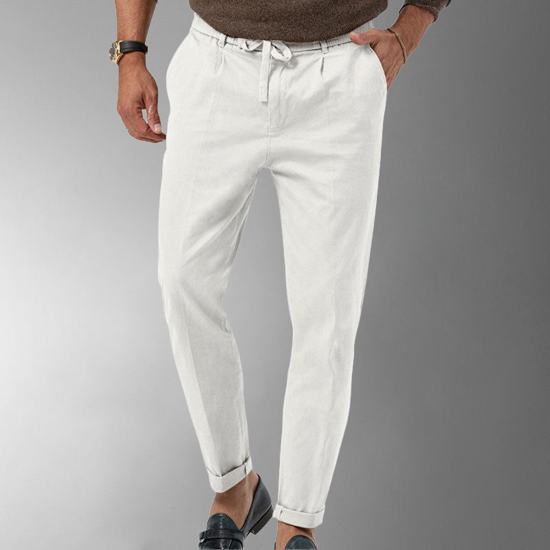Herren Leinenhose Freizeithose Leinen Kordelzug Beige - Norvielle