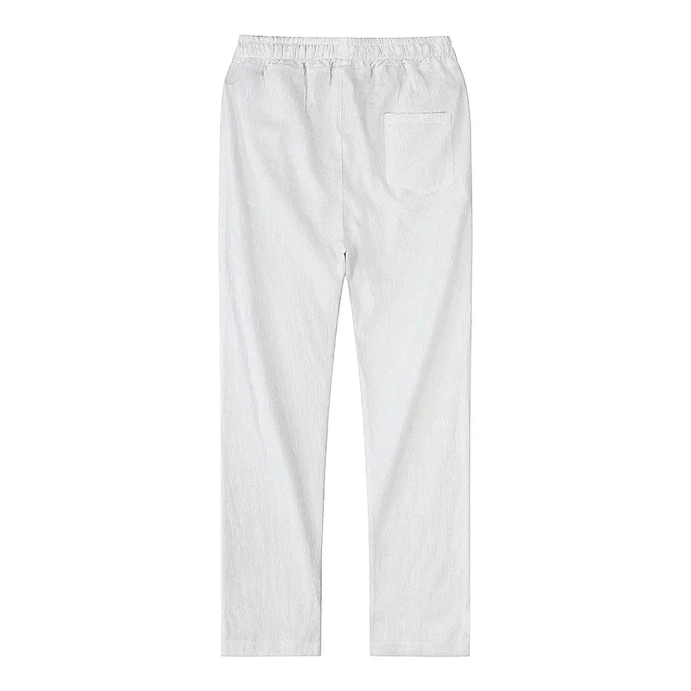 Leinenhose – Kordelzug – gerades Bein – Sommerhose – Herrenhose-Chaps Herrenmode