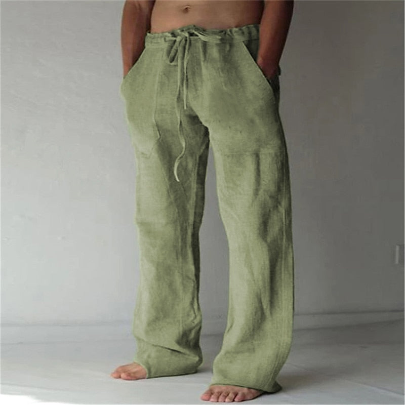 Leinenhose – Locker sitzend – Kordzug – Sommerhose – Herren-Leinenhose-Chaps Herrenmode