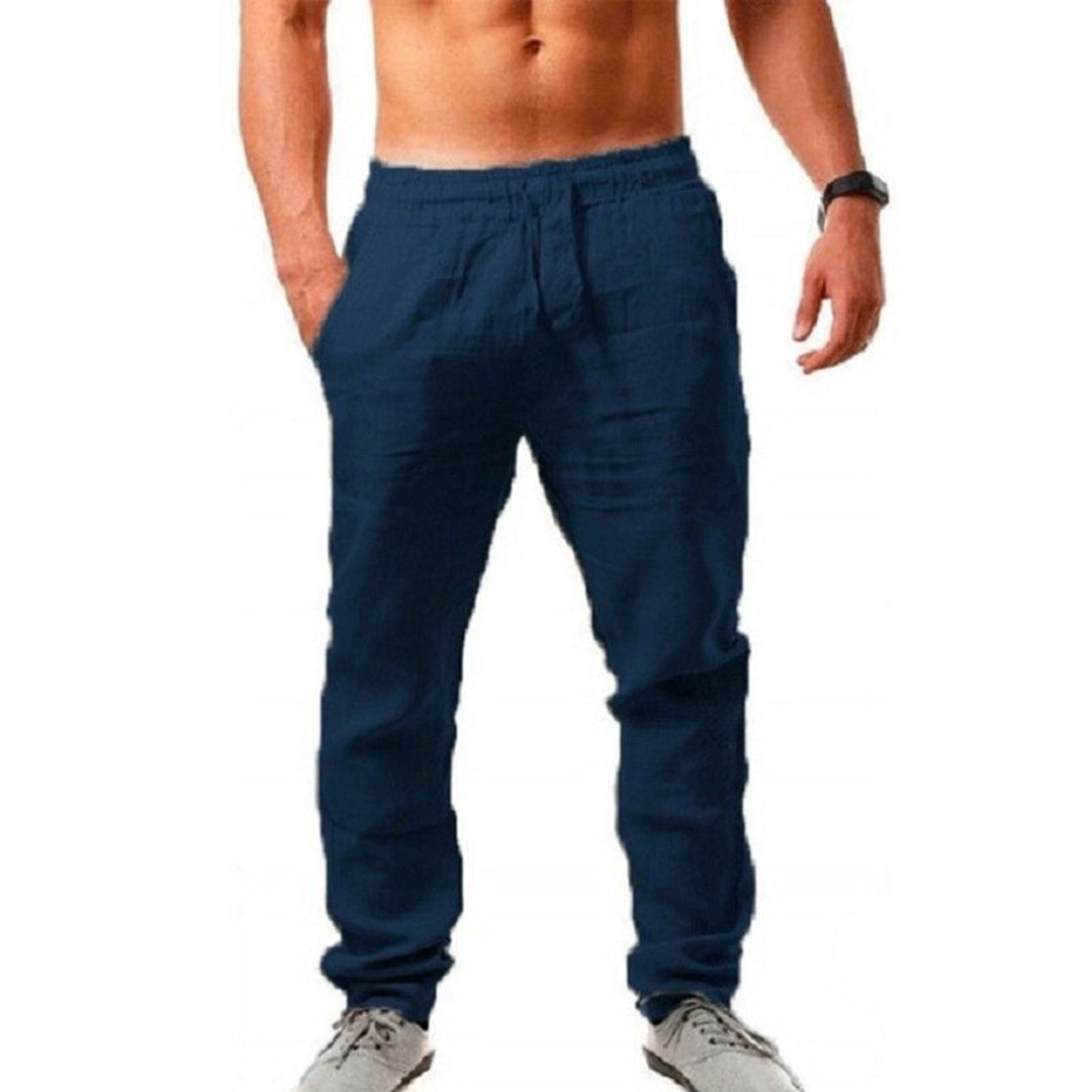 Leinenhose – elastischer Bund – gerades Bein – Sommerhose – Herrenhose-Meer-S-Chaps Herrenmode