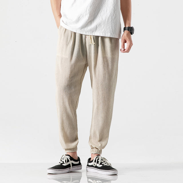 Herren Leinenhose Baggy Jogginghose Leicht - Norvielle
