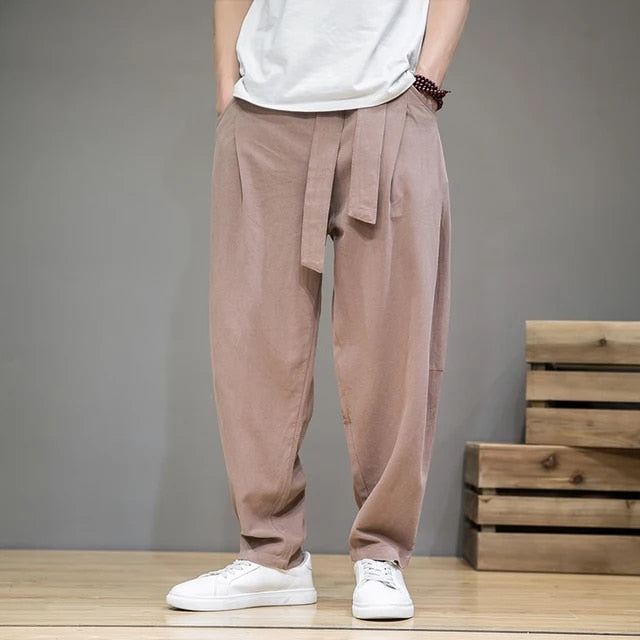 Herren Leinenhosen Loose Fit Leicht Beige - Norvielle
