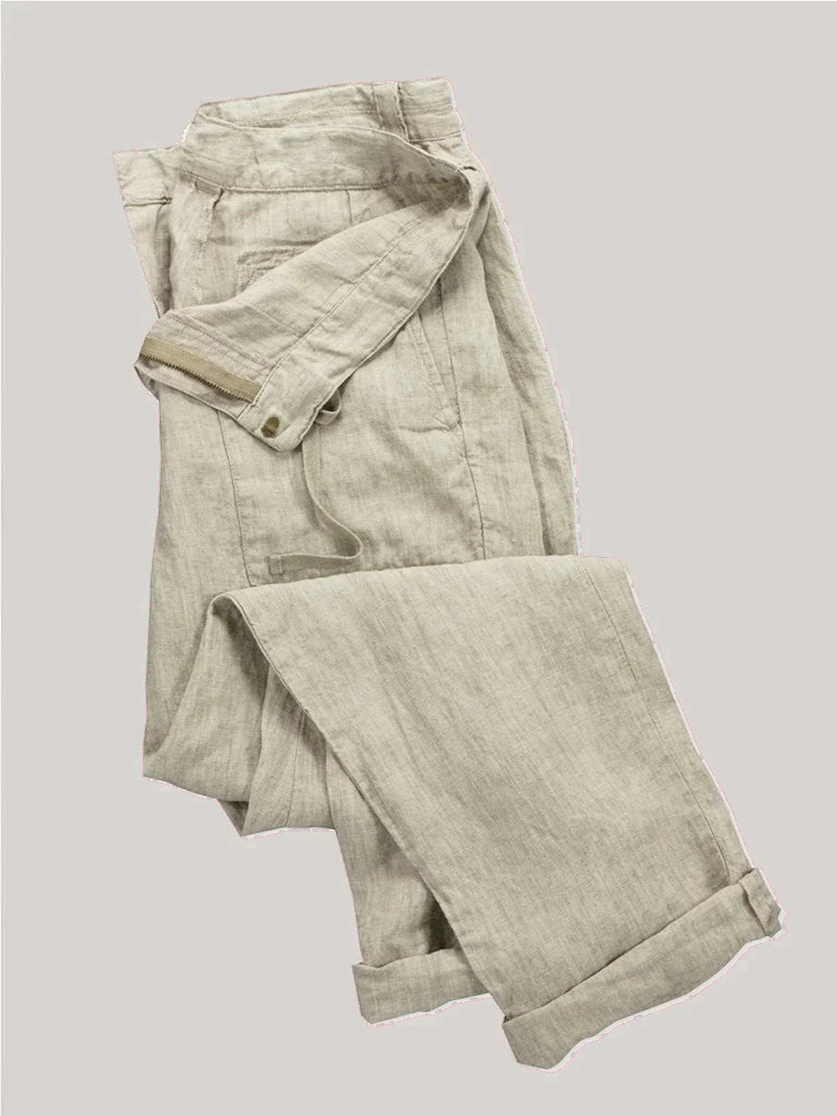 Herren Leinenhosen Mit Taschen Kordelzug Beige - Norvielle