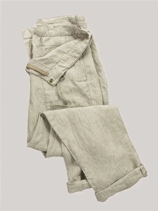 Herren Leinenhosen Mit Taschen Kordelzug Beige - Norvielle