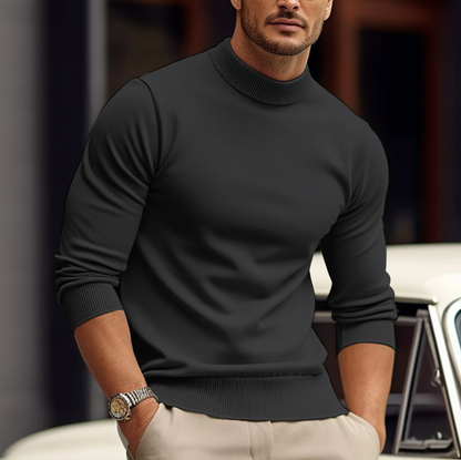 Herren Rollkragen Pullover Langarm Körpernahe Passform