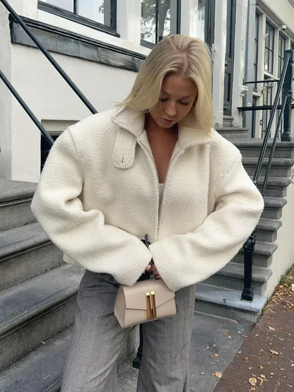 Damen Fleecejacke Weiße Reißverschlussjacke für Alltag - Norvielle