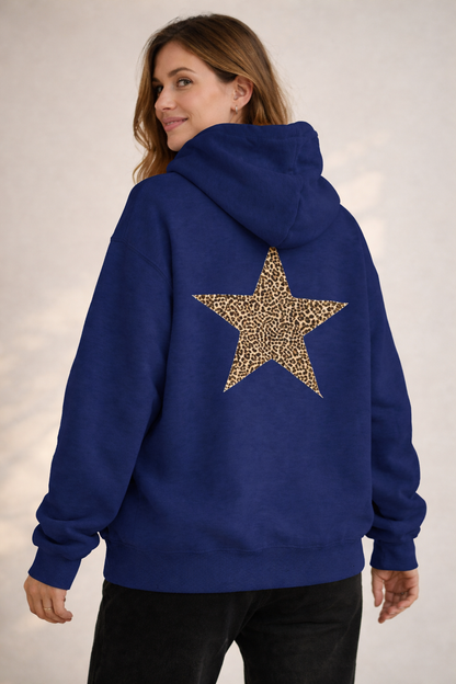 Damen Hoodie Leoprint Sternmotiv Norvielle