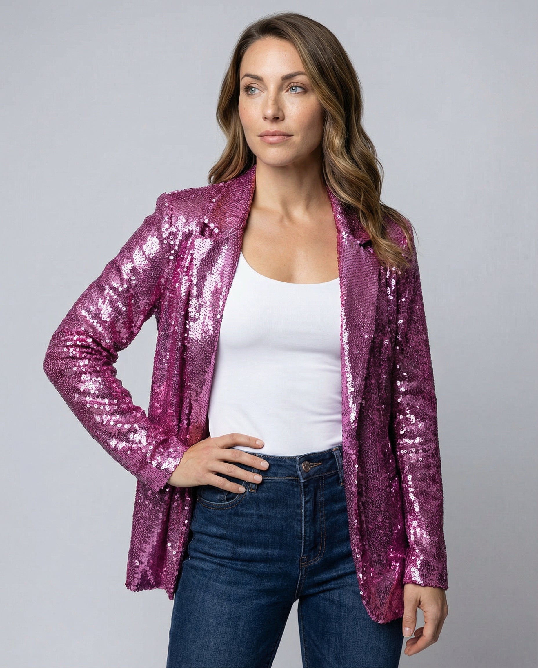 Damen Paillettenblazer Glitzernd - Norvielle