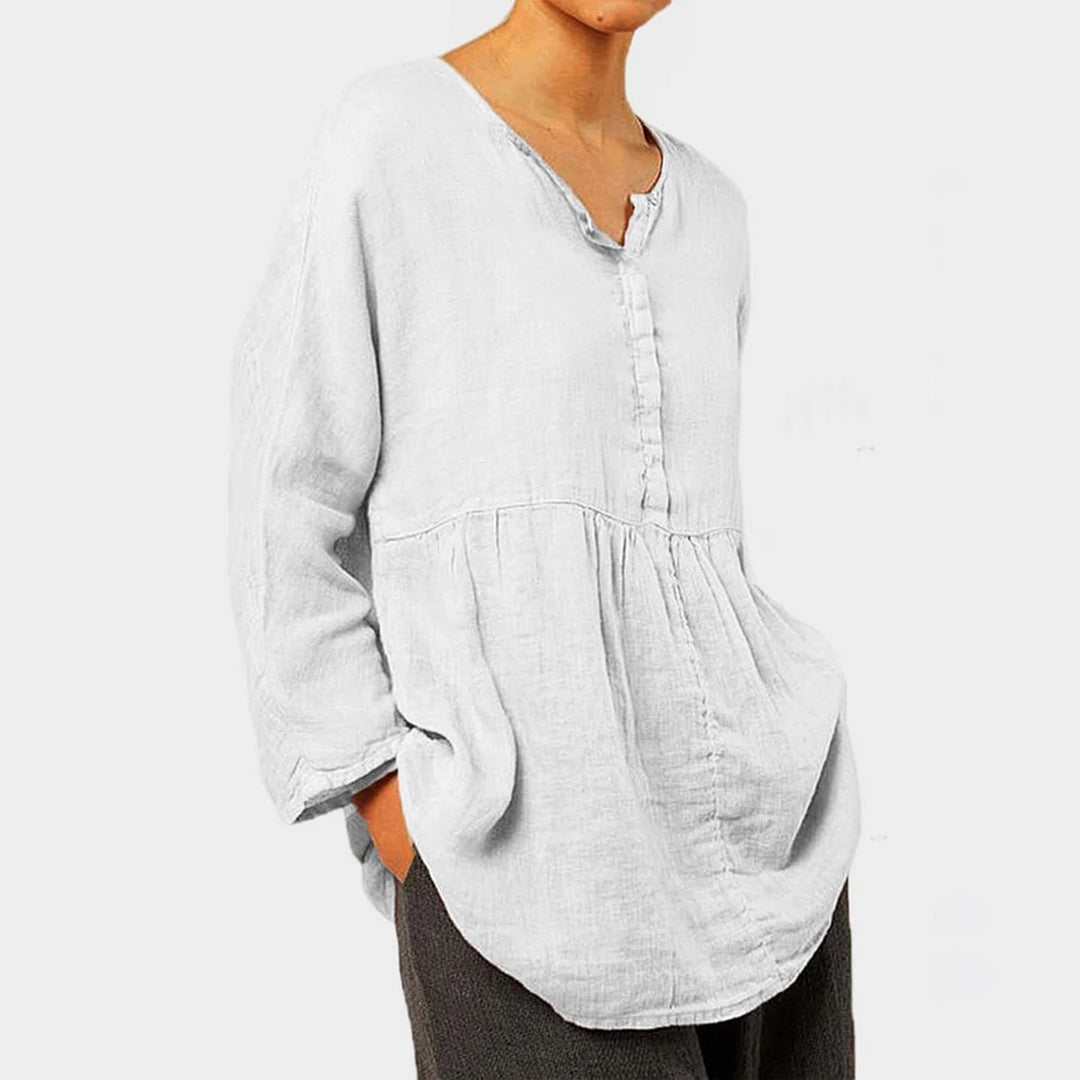 Damen Leinen Tunika Natürlich Beige