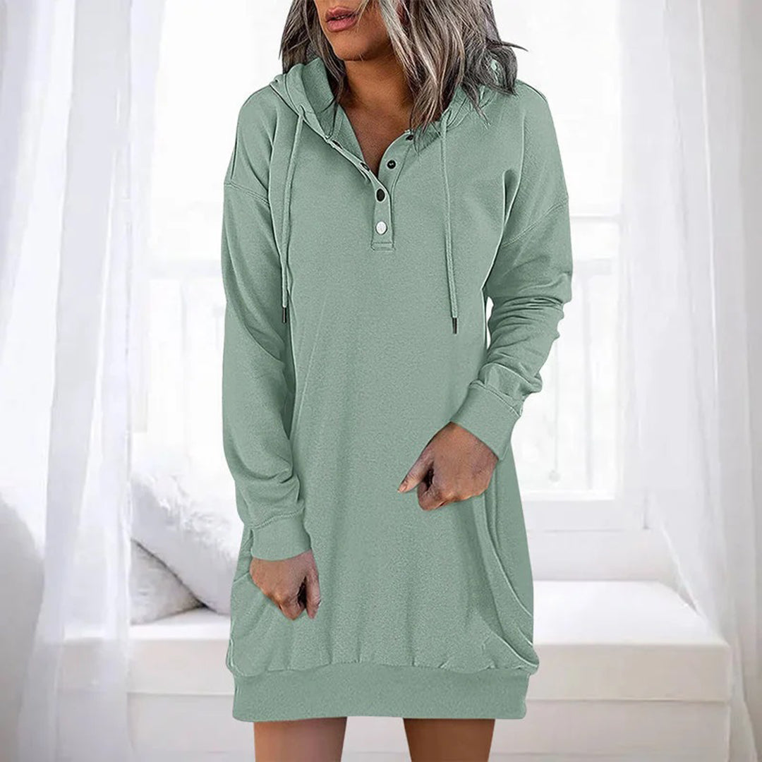 Damen Sweatshirt-Kleid mit Kapuze Grau