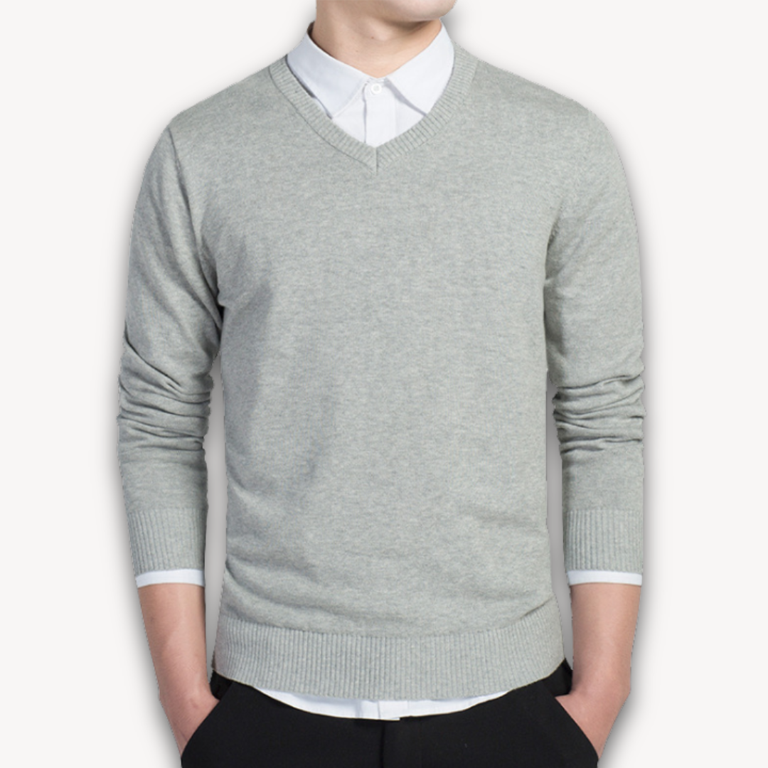 V-Ausschnitt Pullover Schmal Schnitt Business