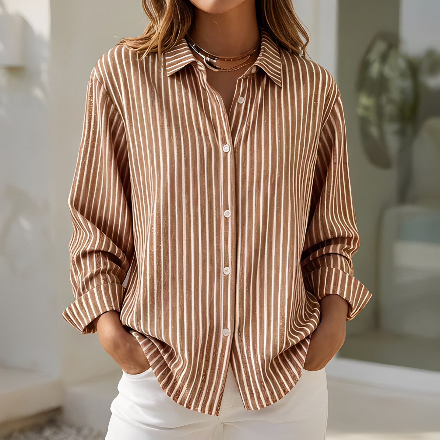 Damen Sommerbluse Streifen Leicht