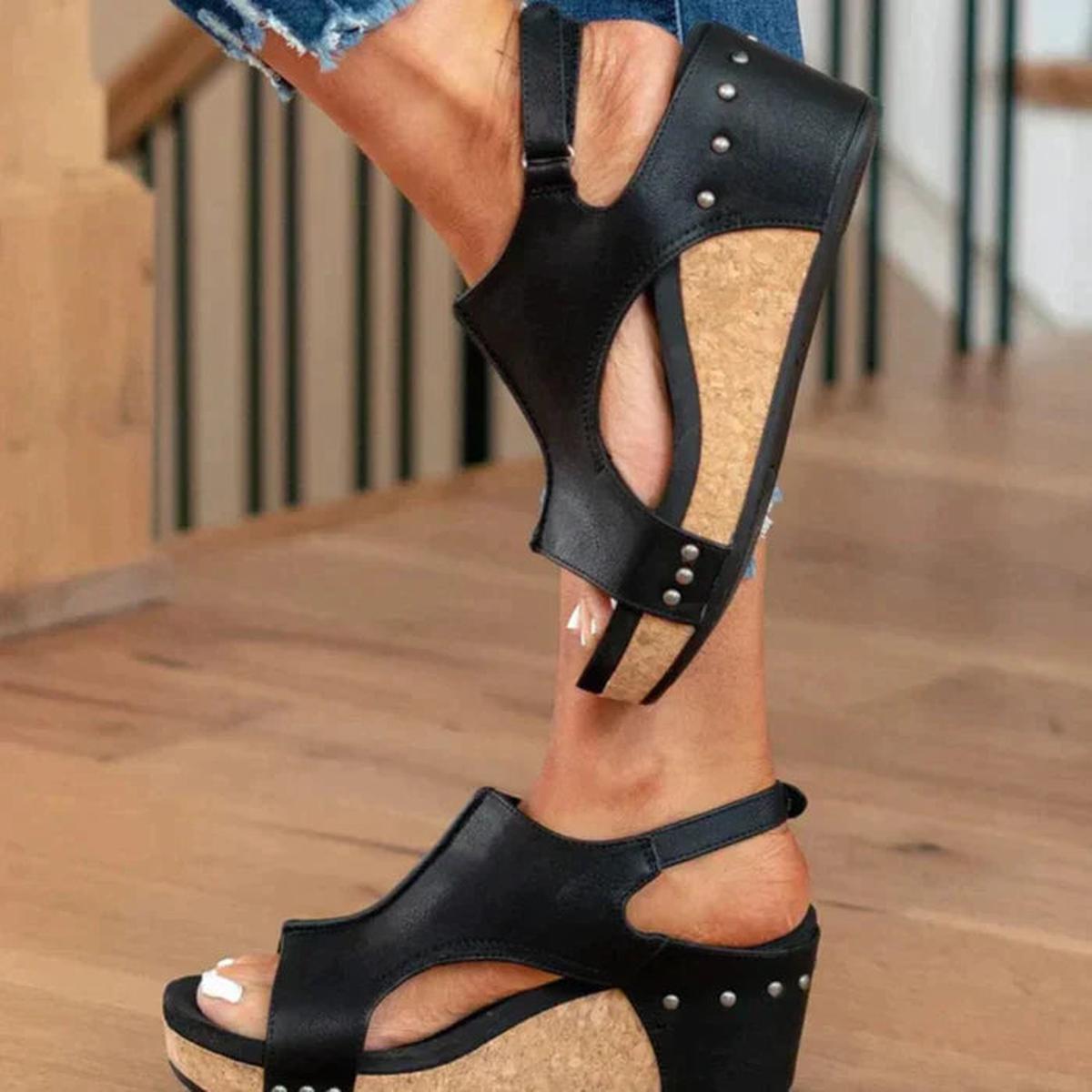 Damen Keilsandalen Offener Zehenbereich