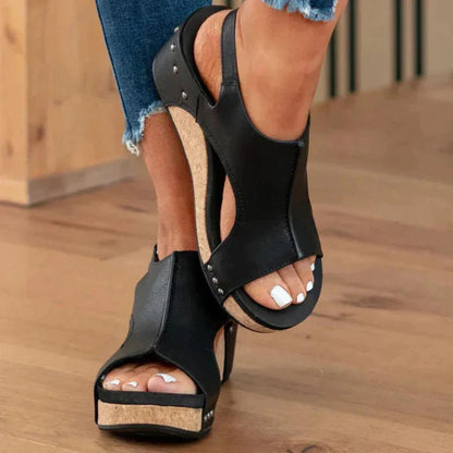 Damen Keilsandalen Offener Zehenbereich