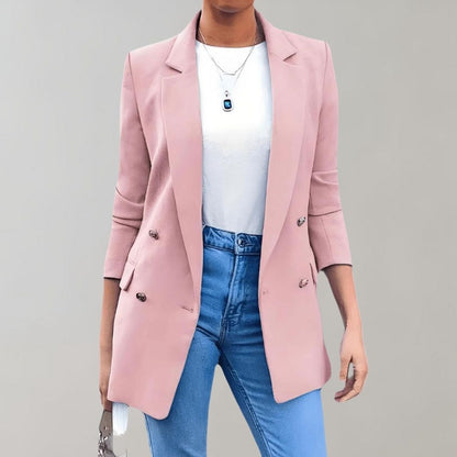 Eleganter Damen Langblazer Doppelknopf Klassiker