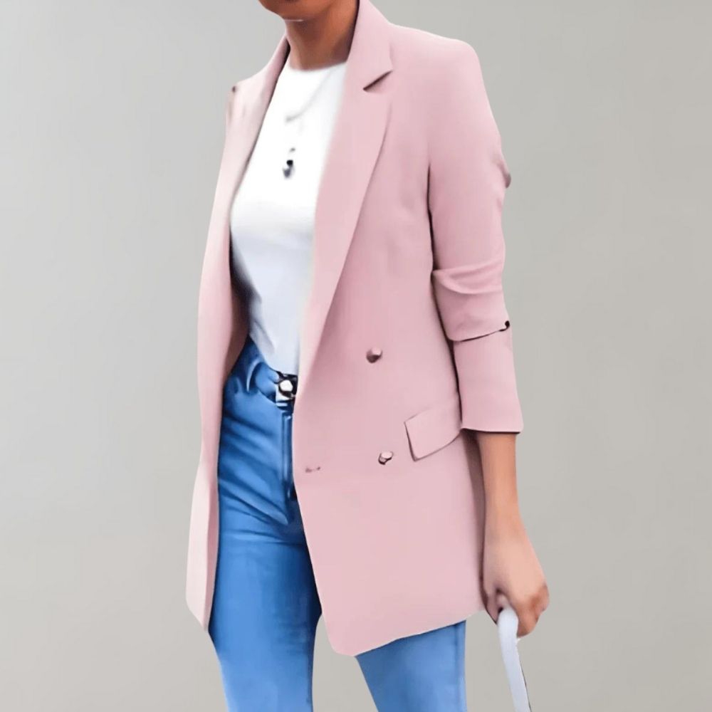Eleganter Damen Langblazer Doppelknopf Klassiker