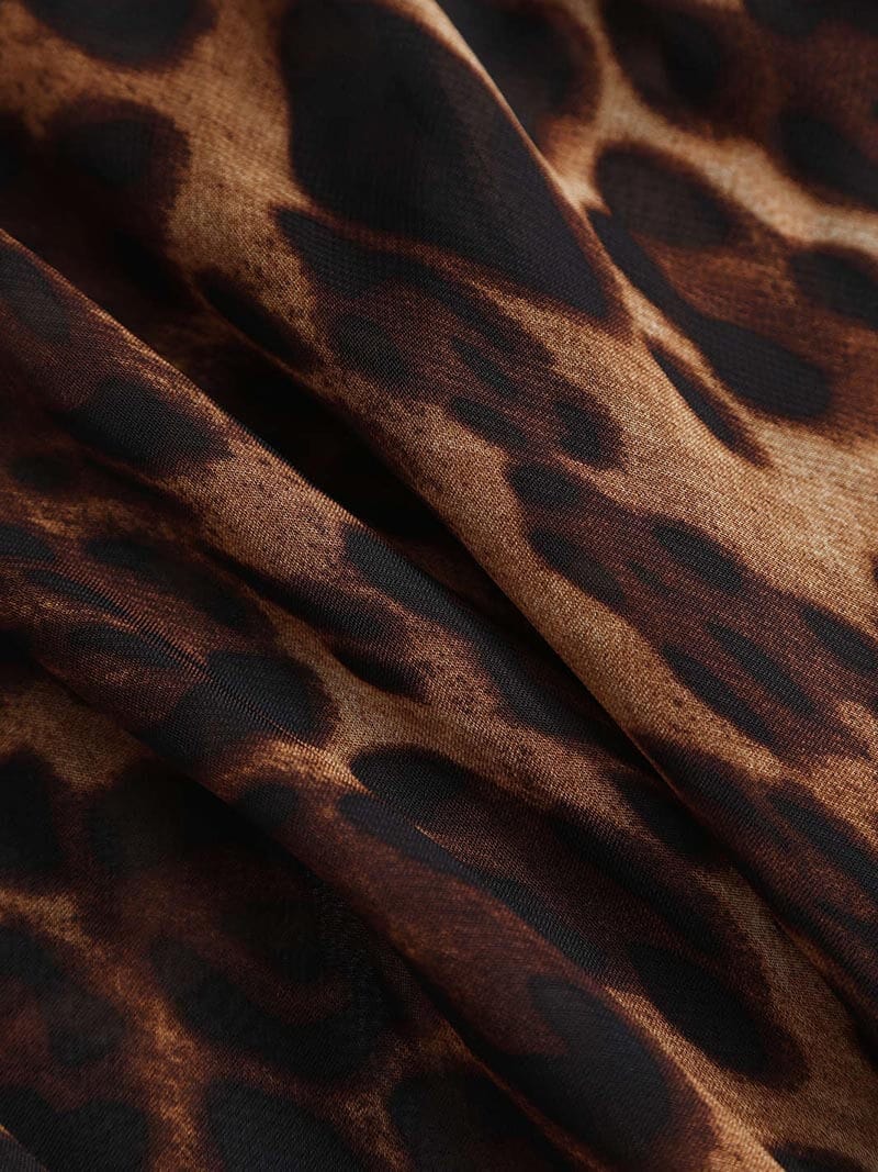 Damen Maxikleid Durchsichtig Leopardmuster