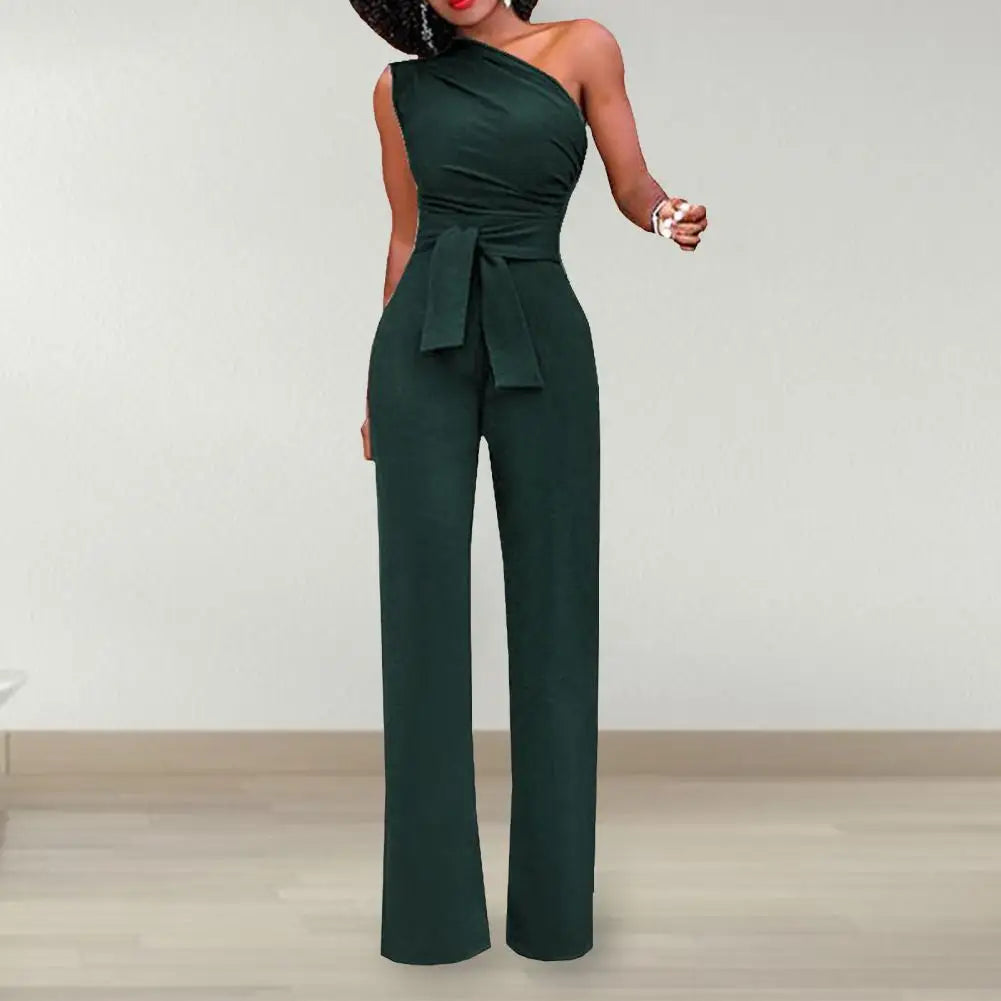 Damen Jumpsuit Asymmetrischer Schulterabschluss