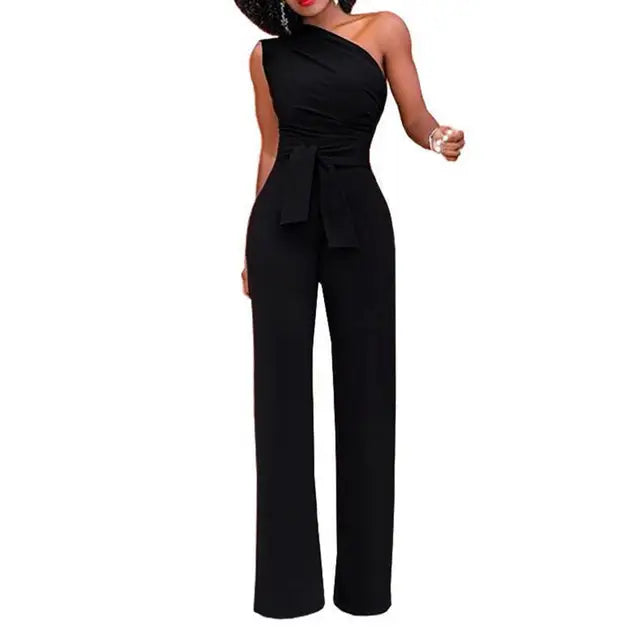 Damen Jumpsuit Asymmetrischer Schulterabschluss