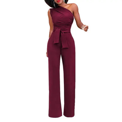 Damen Jumpsuit Asymmetrischer Schulterabschluss