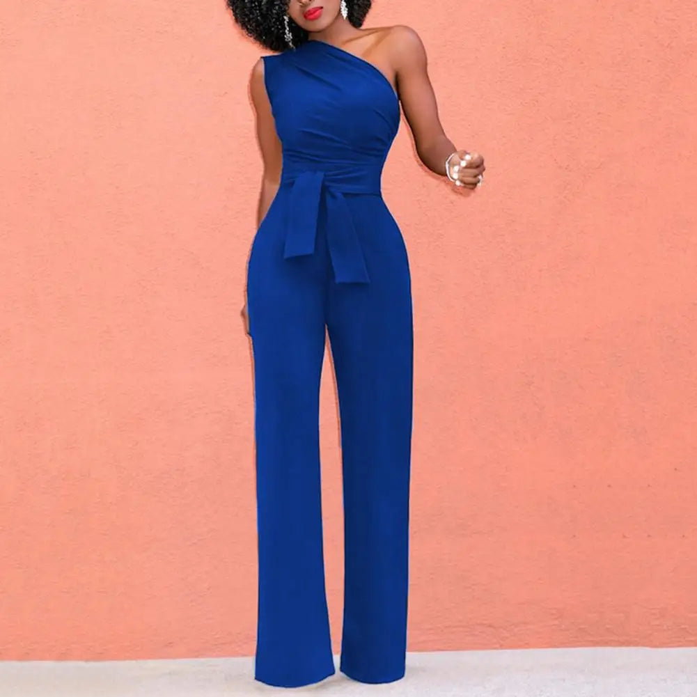 Damen Jumpsuit Asymmetrischer Schulterabschluss