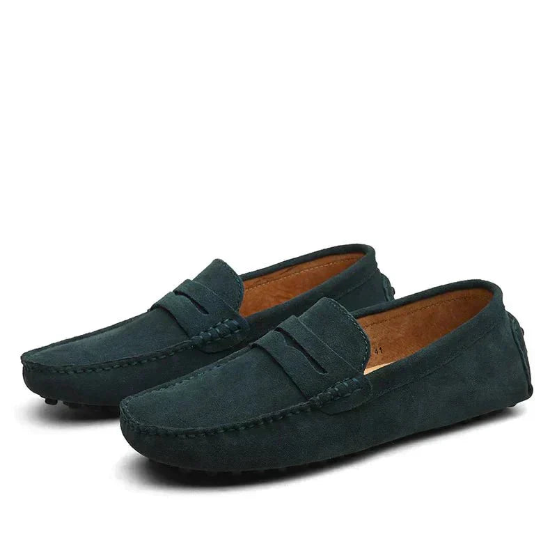 Loafer | Wildleder | Slip-On | Mokassin-Loafer | Herrenschuhe-Dunkelgrün-38-Chaps Herrenmode