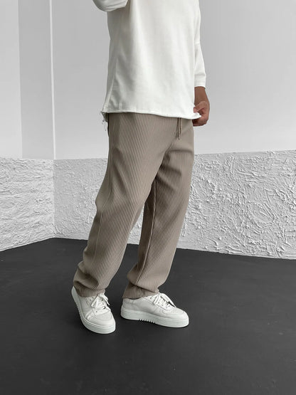 Locker sitzende Hosen – Lässige Herrenhose mit geradem Bein und Kordelzug-Chaps Herrenmode
