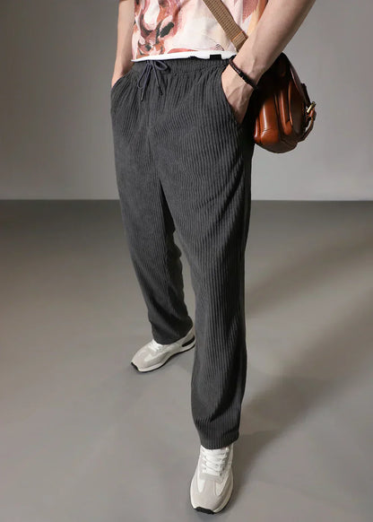 Locker sitzende Hosen – Lässige Herrenhose mit geradem Bein und Kordelzug-Chaps Herrenmode