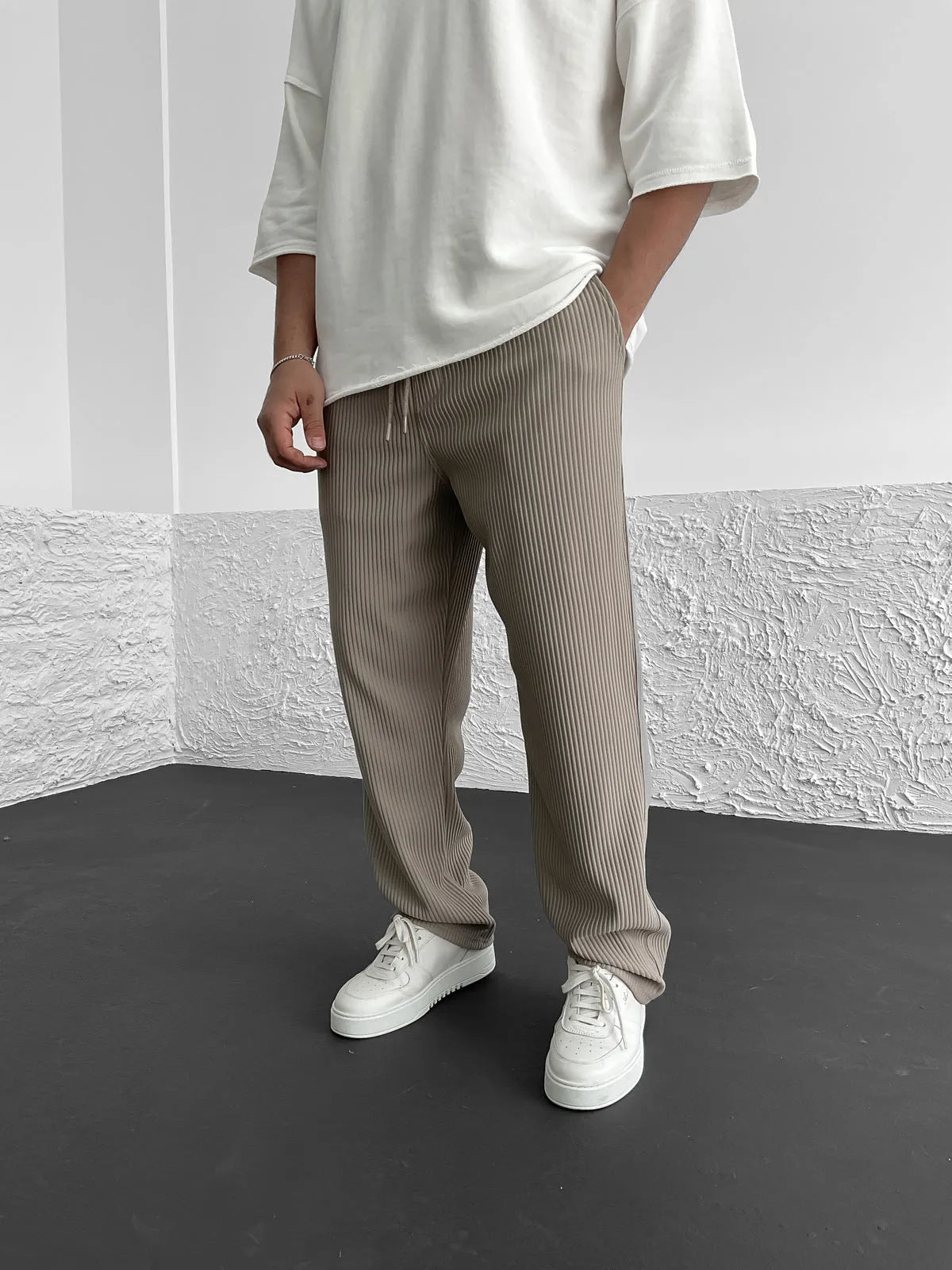 Herrenhose Locker Sitzend Gerades Bein Kordelzug - Norvielle