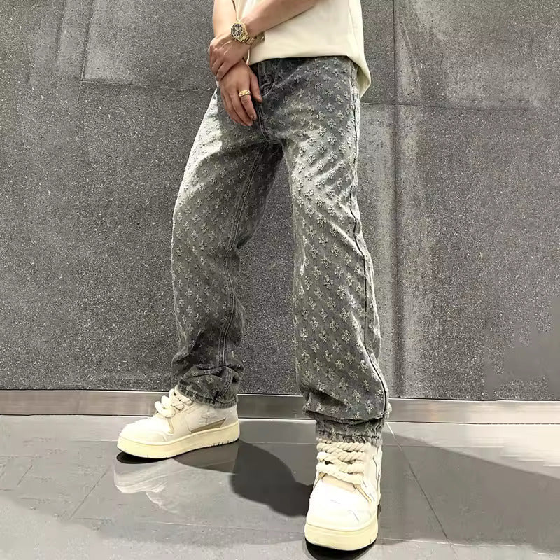 Männer Gemusterte Baggy-Jeans Monogramm Lockere Passform - Norvielle