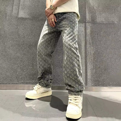 Männer Gemusterte Baggy-Jeans Monogramm Lockere Passform - Norvielle